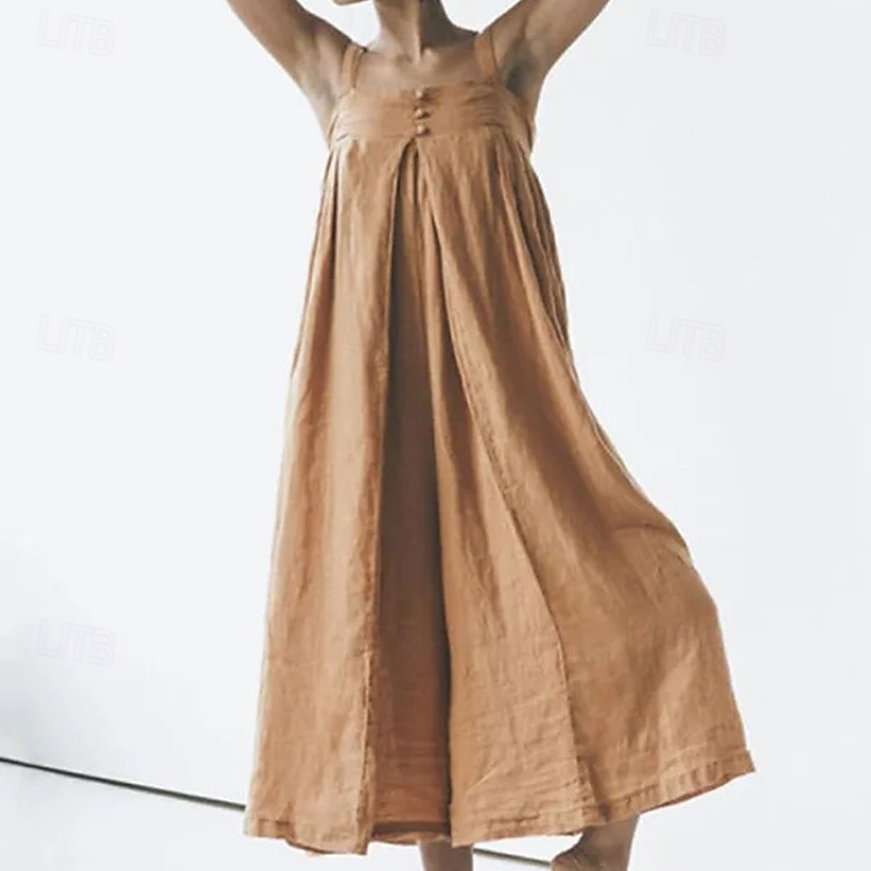 Women's Normal Jumpsuit Streetwear Solid Color Sleeveless Square Neck Backless Street Daily Regular Fit Pink Royal Blue Khaki Summer2