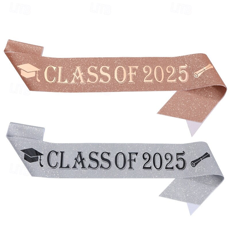 Unisex Graduation Stole, Plain Graduation Sash, Honor Stole for Students, CLASS OF 2025 Glittered Fabric Gold Foil Sash, Graduation Party Ceremony Honor Stole4