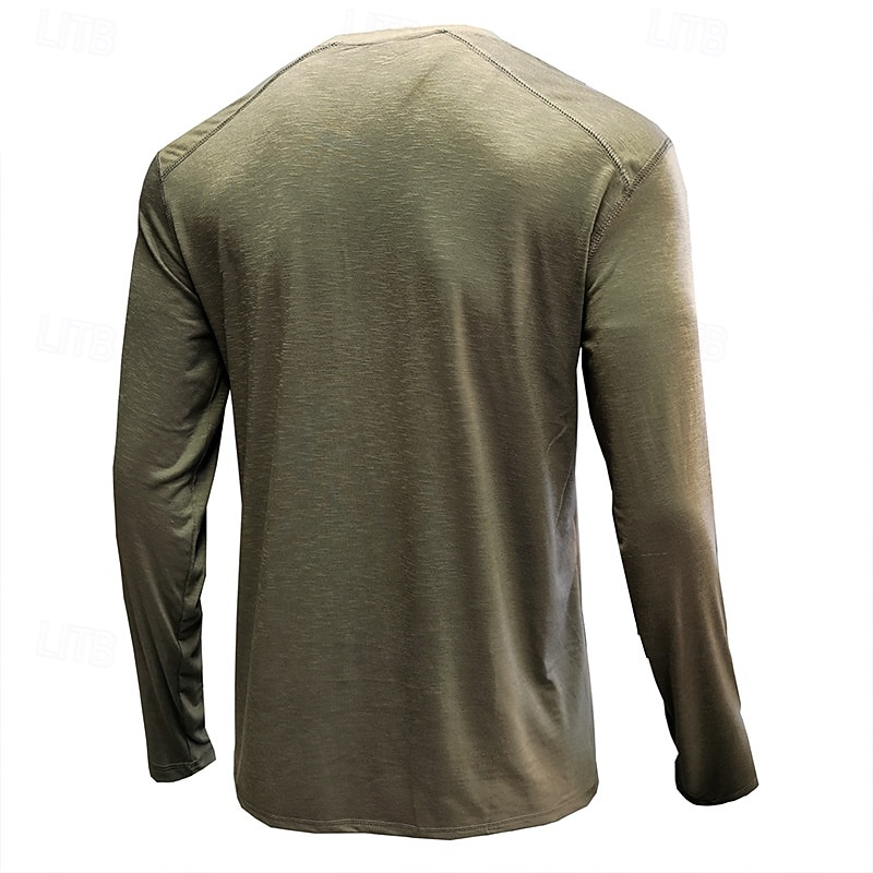 Men's Button T Shirt T Shirt Henley Shirt Tee Top Long Sleeve Henley Spring &  Fall Plain Fashion Designer Basic Vacation Street Going out Black White Wine Top Tee for Men3