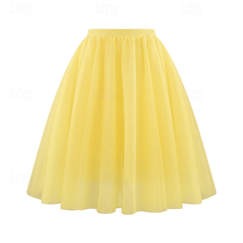 Retro Vintage 1950s Petticoat Hoop Skirt Under Skirt Tulle Skirt A-Line Fancy Dress Women's Masquerade Party Evening Wear Cocktail Party Tea Party Adults' Skirt2