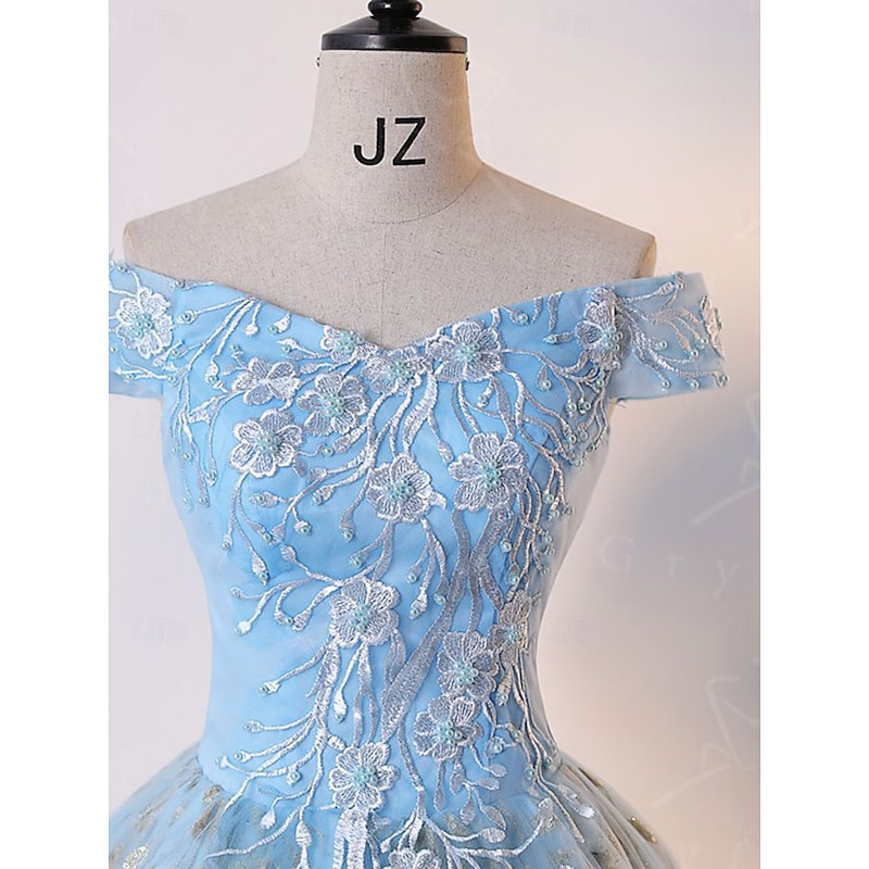 Ball Gown A-Line Quinceanera Dresses Elegant Dress Wedding Wedding Guest Floor Length Sleeveless Off Shoulder Lace Backless with Pleats Sequin3