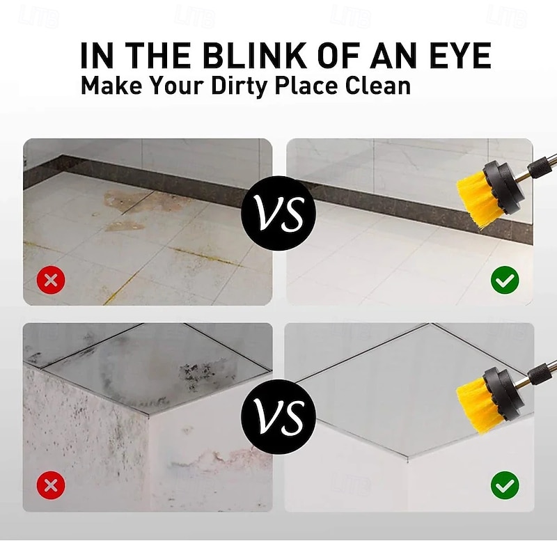 3PCs set Electric scrubber brush drill brush kit 2/3.5/4 ''plastic round cleaning brush for carpet glass car tires nylon brushes4