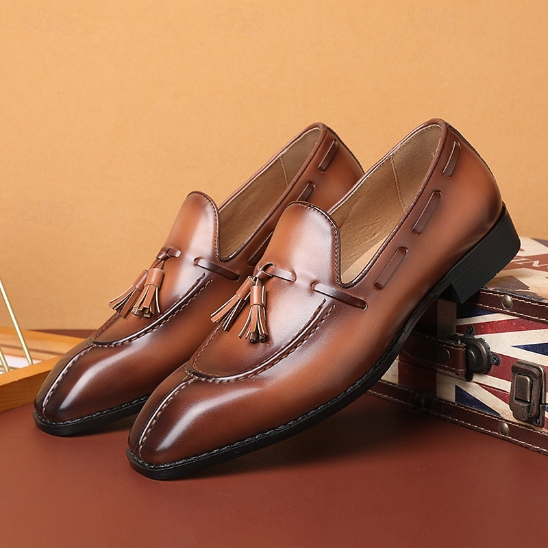 Men's Brown Kentucky Derby Shoes with Tassel Detail - Polished Leather Oxfords for Racing Events and Formal Occasions2