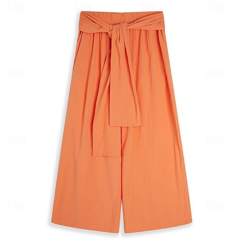 Men's Linen Pants Trousers Summer Pants Drawstring Elastic Waist Wide Leg Plain Comfort Breathable Full Length Casual Daily Holiday Fashion Classic Style Loose Fit White Navy Blue Micro-elastic3