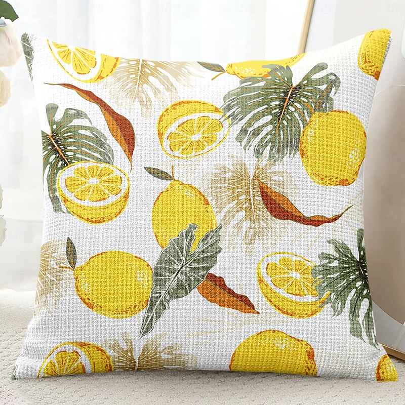 Summer Hawaii Decorative Toss Pillows Cover 1PC Soft Square Couch Cushion Case Pillowcase for Bedroom Livingroom Sofa Chair Fruit Lemon3