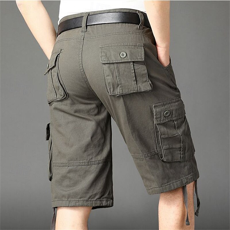 Men's Cargo Shorts Shorts Summer Shorts Multi Pocket Flap Pocket Plain Comfort Wearable Knee Length Outdoor Sport Daily Fashion Casual Black Yellow4