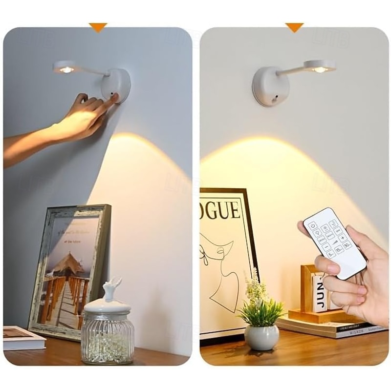 LED Deco Night Lights Wireless Wall Lamp with Remote Control, 3 Modes Dimming, PIR Motion Sensor & Twilight Sensor, Ideal for Bedrooms, Galleries, and Hallways4