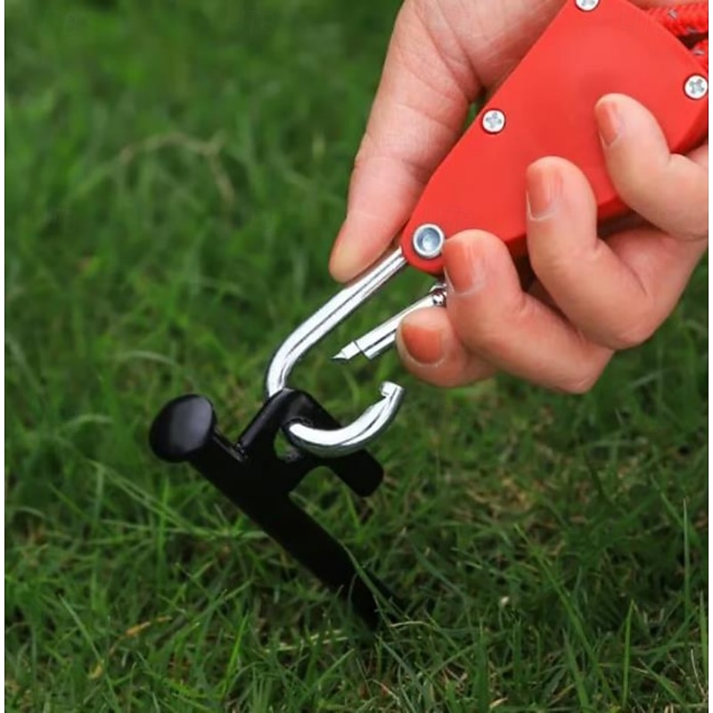 5m Outdoor Windproof Rope, Heavy-Duty Camping Rope with Pulley System, Reflective Nylon Cord with Adjustable Buckle & 2 Stainless Steel Carabiners for Hiking, Tent Setup, Gear Securing4