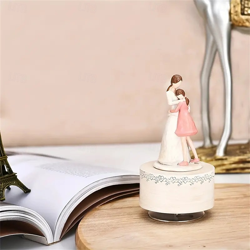 1pc Resin Musical Box 5.5 Inch Mother-Daughter Figurine Ideal Gift For Mom From Daughter For Birthday Mothers Day Gift For Home Room Living Room Office Decor4