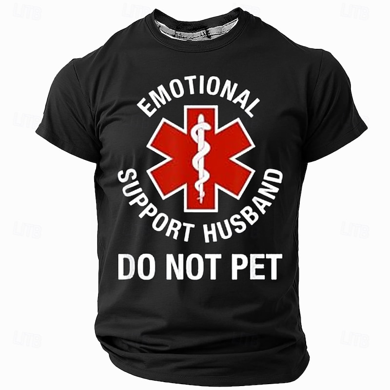 Men's Emotional Support Husband Do Not Pet T Shirt Short Sleeve T shirt 3D Print Crew Neck Shirt Fashion Daily Street Daily Black Red Blue Summer Spring Clothing Apparel4