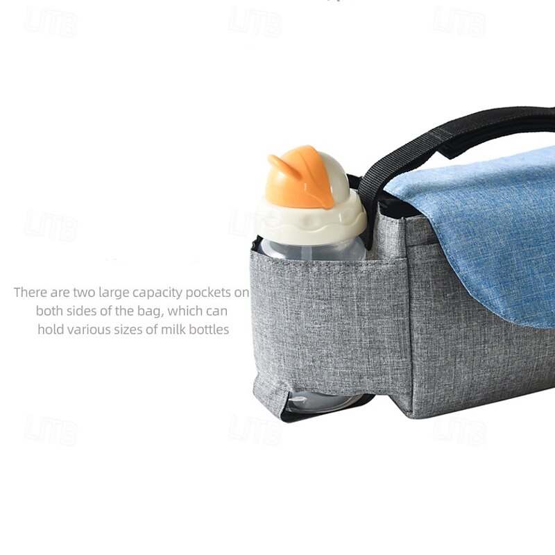 Stroller Organizer Bag, Baby Cart Storage Bag, Diaper Bag with Bottle Holder, Wet and Dry Separation for Baby Essentials4