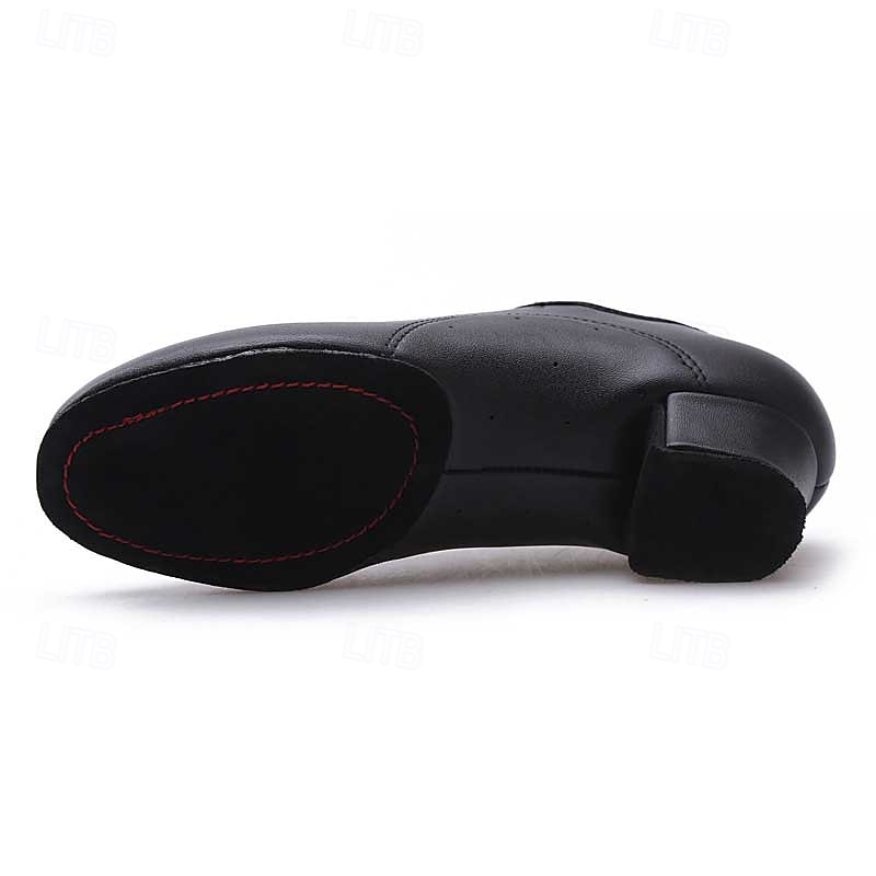 Kids' Black Lace-Up Ballroom Dance Shoes - Comfortable Faux Leather Latin Dance Shoes with Suede Sole for Boys' Performance & Practice4