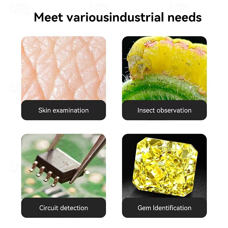 Type-C 2in1 Digital Microscope Portable 8LED 1600X Magnification Endoscope for iPhone Android Phone Inspection Camera Microscope3