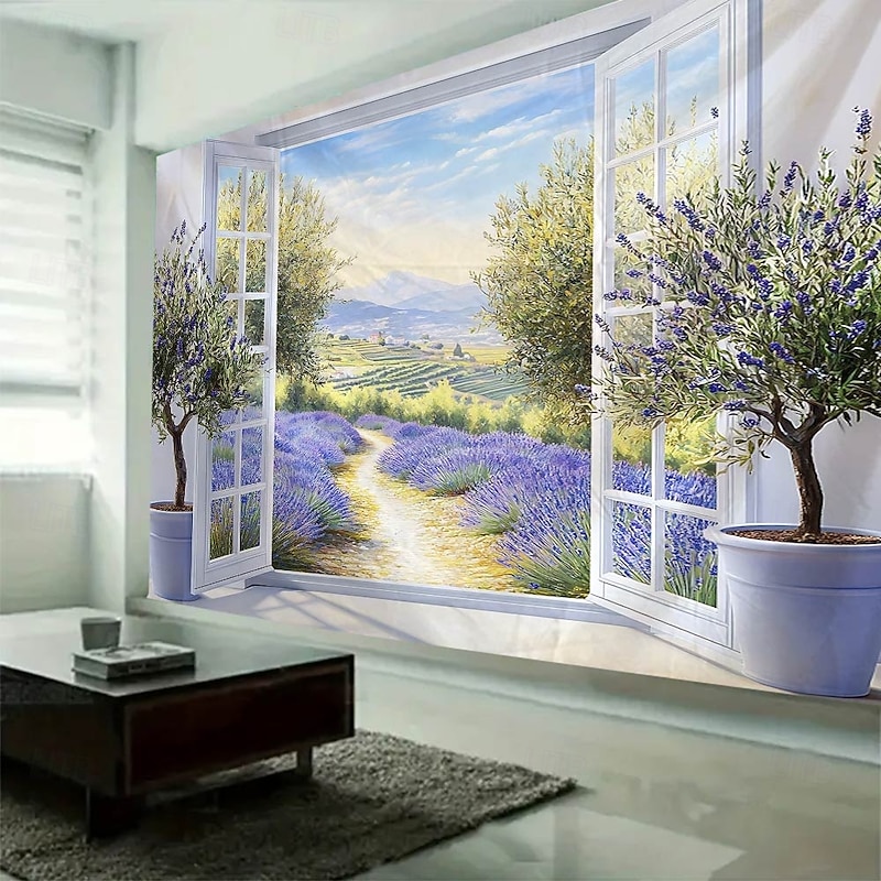 View outside the window Hanging Tapestry Wall Art Large Tapestry Mural Decor Photograph Backdrop Blanket Curtain Home Bedroom Living Room Decoration3