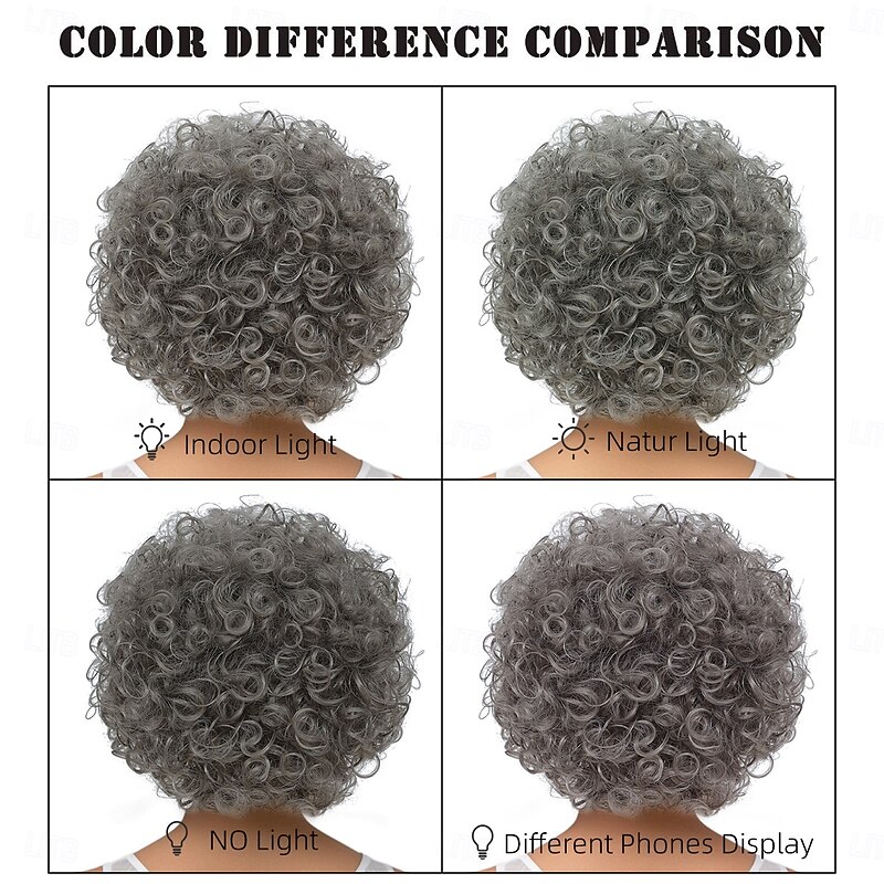 Synthetic Wig Jerry Curl Water Wave Asymmetrical With Bangs Machine Made Wig 12 inch A1 Synthetic Hair Women's Classic Adorable Comfortable Gray3