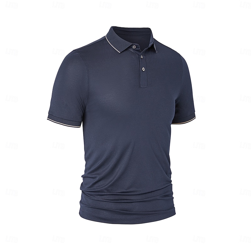 Men's Polo Knit Polo Sweater Business Casual Lapel Short Sleeve Formal Color Block Buttons Summer Navy Blue Brown Army Green Dark Gray Polo2