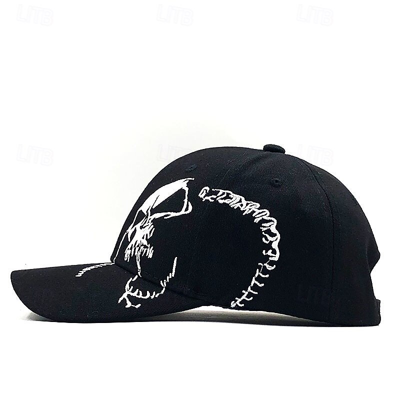 Men's Baseball Cap Sun Hat Trucker Hat Black Dark Navy Cotton Embroidered Fashion Casual Daily Cool Skulls Skulls Adjustable Sunscreen Breathable3