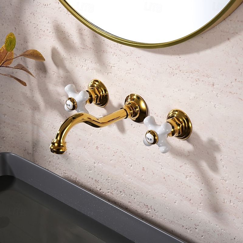 Bathroom Sink Faucet - Wall Mount / Widespread Electroplated Mount Inside Wall mountedBath Taps3