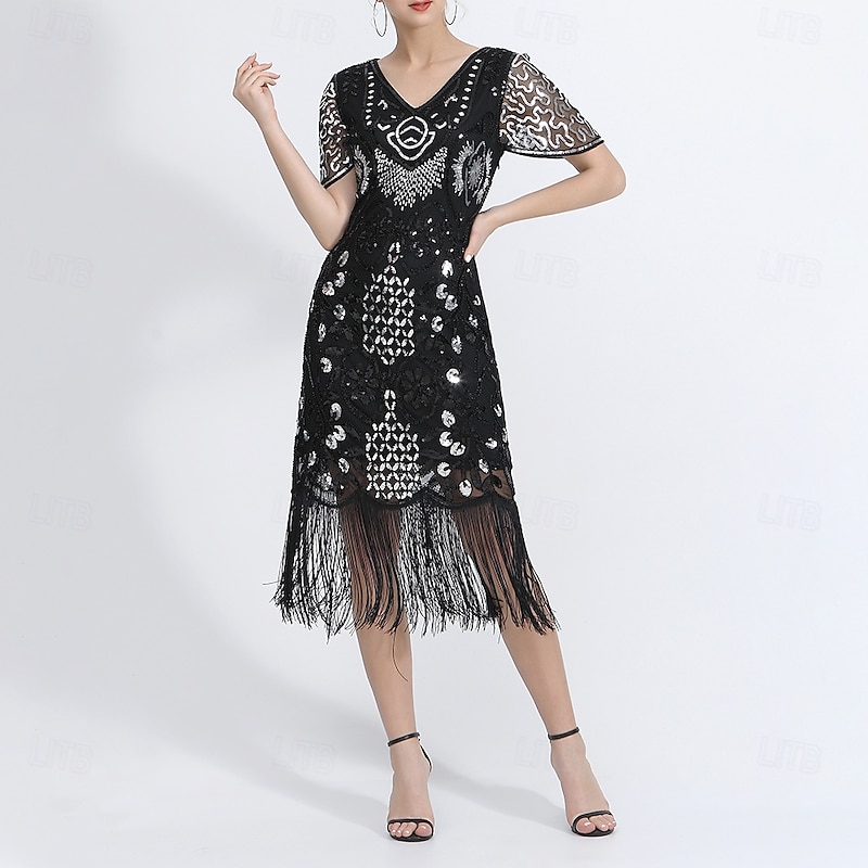 Latin Dance Dress Tassel Pure Color Splicing Women's Performance Training Short Sleeve High Polyester4