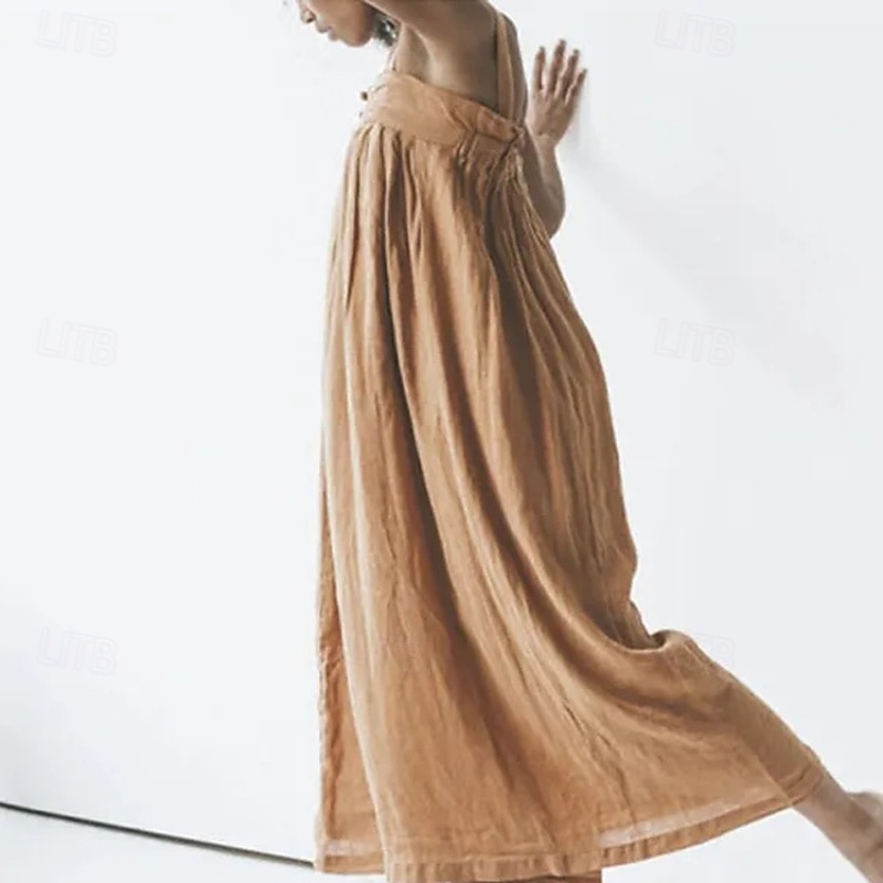 Women's Normal Jumpsuit Streetwear Solid Color Sleeveless Square Neck Backless Street Daily Regular Fit Pink Royal Blue Khaki Summer3