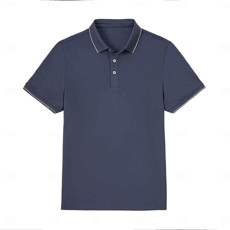 Men's Polo Knit Polo Sweater Business Casual Lapel Short Sleeve Formal Color Block Buttons Summer Navy Blue Brown Army Green Dark Gray Polo4