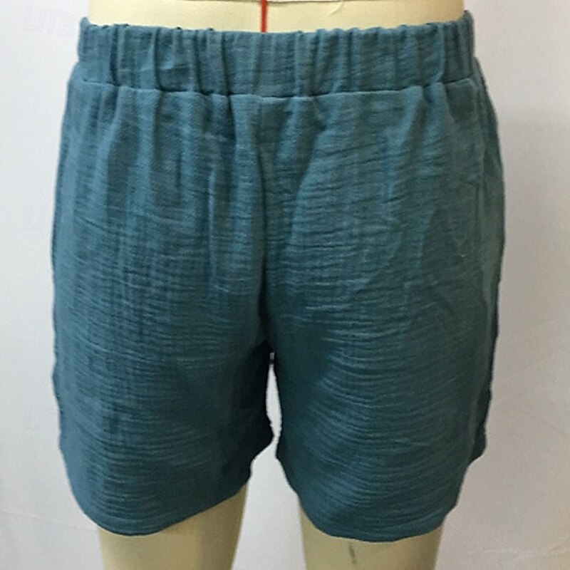 Men's Shorts Summer Shorts Beach Shorts Pocket With Belt Plain Comfort Breathable Short Vacation Holiday Beach Hawaiian Boho Blue3