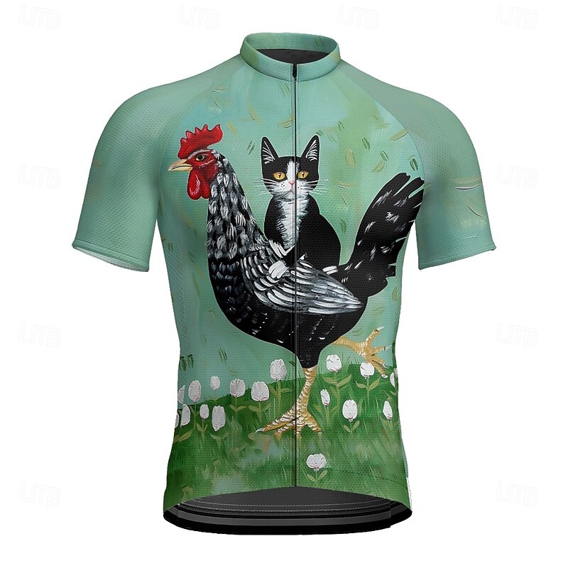 Men's Cycling Jersey Animal Short Sleeve Bike Tee Tshirt Jersey with 3 Rear Pockets Mountain Bike MTB Quick Dry Anatomic Design Wicking Breathable Sports Green Clothing Apparel4