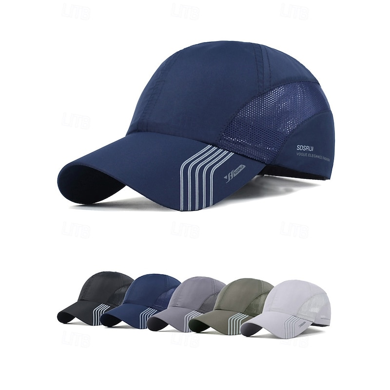 Men's Lightweight Breathable Golf Hat - Quick Dry Sports Cap with Mesh Panel, UV Protection, Adjustable for Outdoor Activities, Running, Tennis and Golf