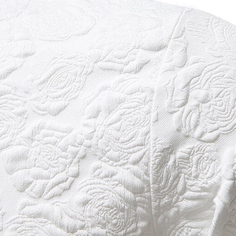 Men's Shirt Summer Shirt Casual Shirt Beach Shirt Button Up Shirt Black White Long Sleeve Plain Lapel Vacation Hawaiian Jacquard Clothing Apparel Polyester Fashion Casual Comfortable4