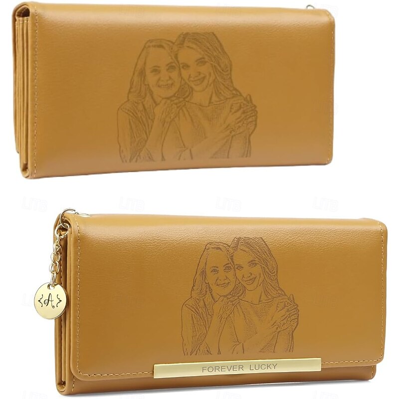 Personalized Photo Wallet Custom Best Gift for Mom - Engraved Leather Wallet for Mom, Wife, Girlfriend – Anniversary, Birthday, Wedding, Christmas, and More