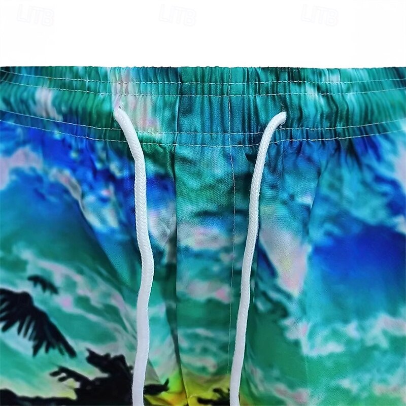 Men's Swim Trunks Swim Shorts Board Shorts Bottoms Drawstring with Pockets Swimming Surfing Beach Water Sports Tropical Printed Summer Spring3