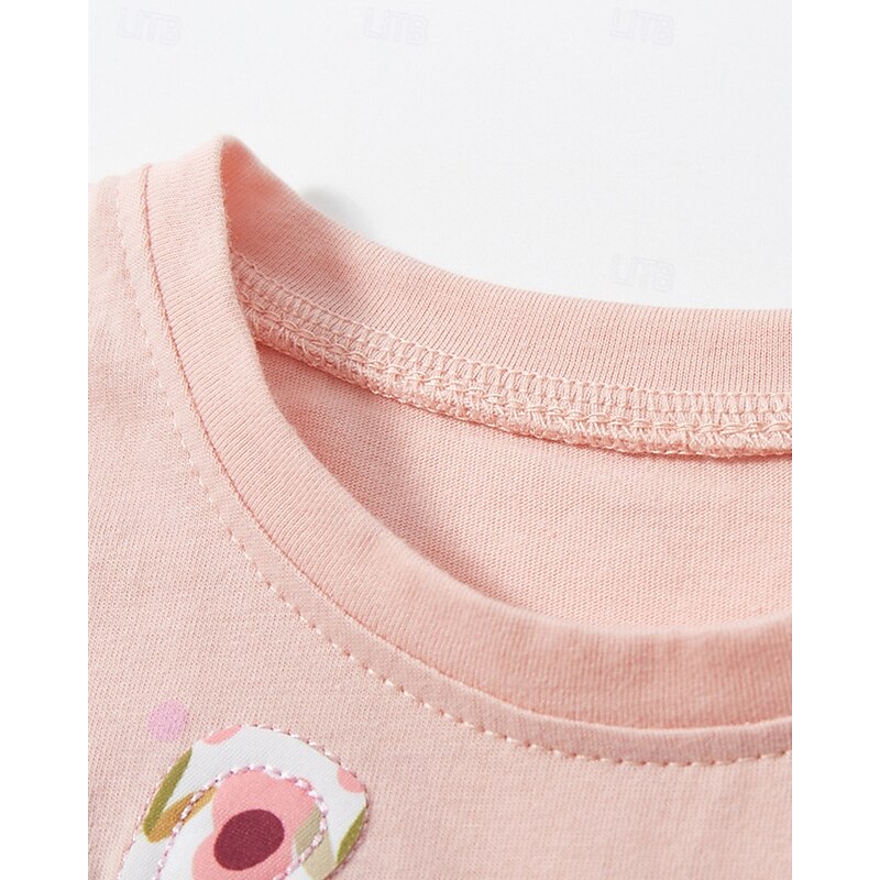 Kids Girls' Dress Flower Short Sleeve Outdoor Casual Fashion Adorable 100% Cotton Knee-length Casual Dress A Line Dress Summer Spring 4 years+ Pink3