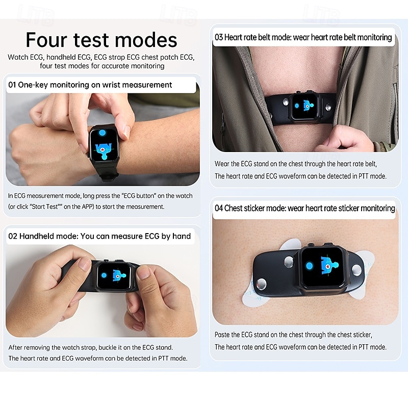 E500 Smart Watch 1.92 inch Smartwatch Fitness Running Watch Bluetooth ECG+PPG Temperature Monitoring Pedometer Compatible with Android iOS Women Men Long Standby Waterproof IP674