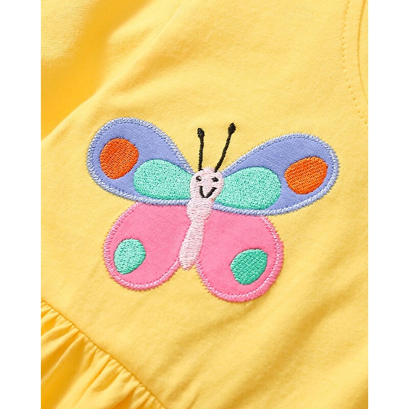 Kids Girls' Dress Flower Short Sleeve Outdoor Casual Fashion Adorable Polyester Knee-length Casual Dress A Line Dress Summer Spring 4 years+ Yellow4