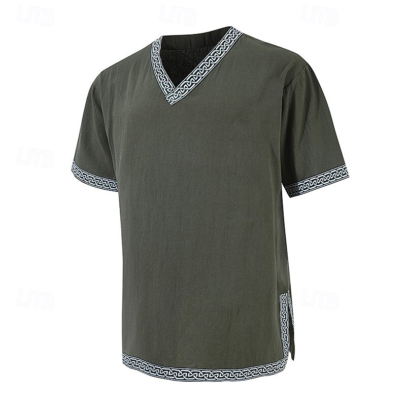 Medieval Renaissance 17th Century Shirt Tunic Knight Ritter Viking Embroidered Fancy Dress Men's Viking Fantasy Halloween Masquerade Performance LARP Ren Faire Adults' Shirt3