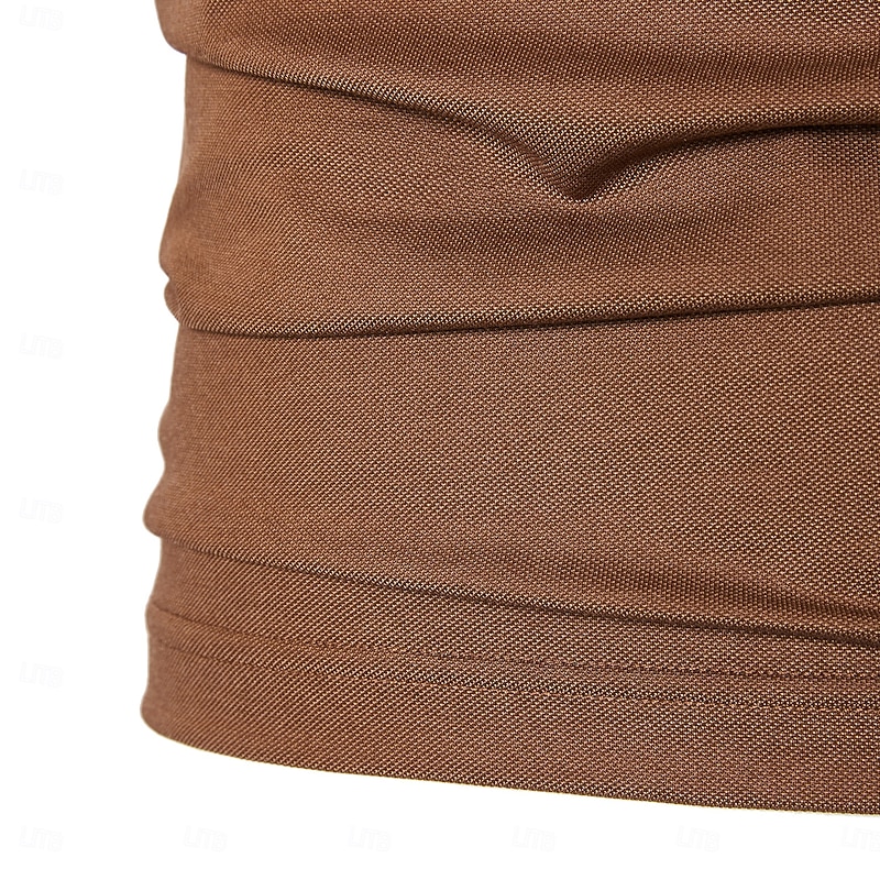 Men's Polo Knit Polo Sweater Formal Work Banded Collar Short Sleeve Solid Color Button-Down Summer Dark Gray Black White Khaki Gray Polo3