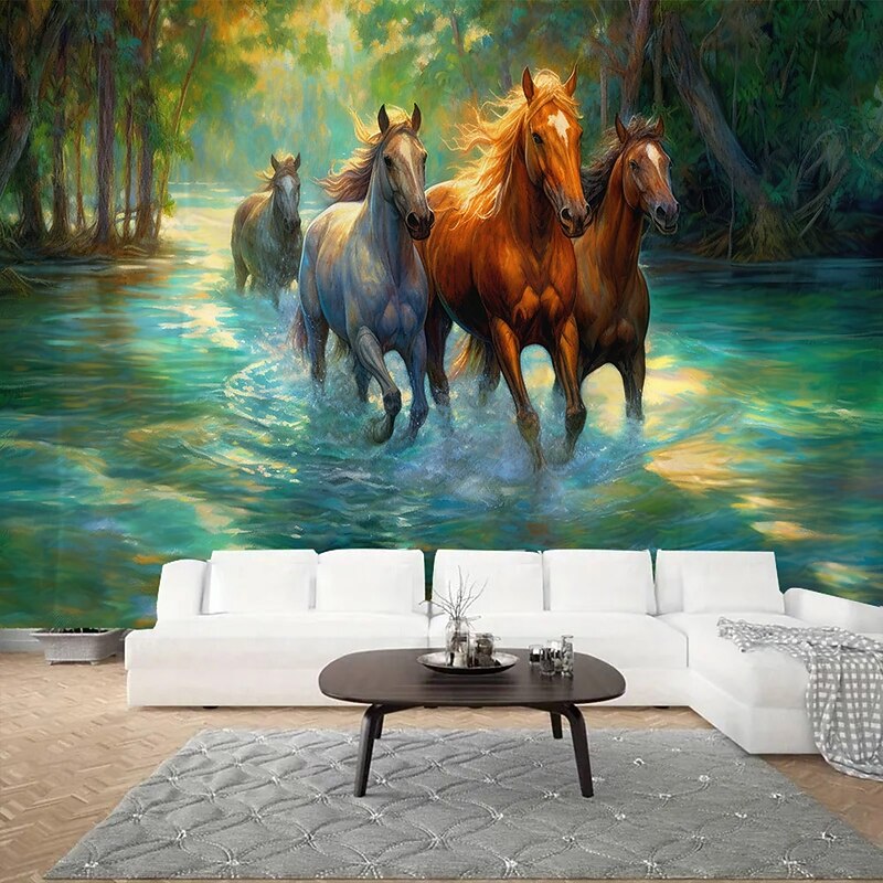A group of galloping horses animals plants and scenery Hanging Tapestry Wall Art Large Tapestry Mural Decor Photograph Backdrop Blanket Curtain Home Bedroom Living Room Decoration