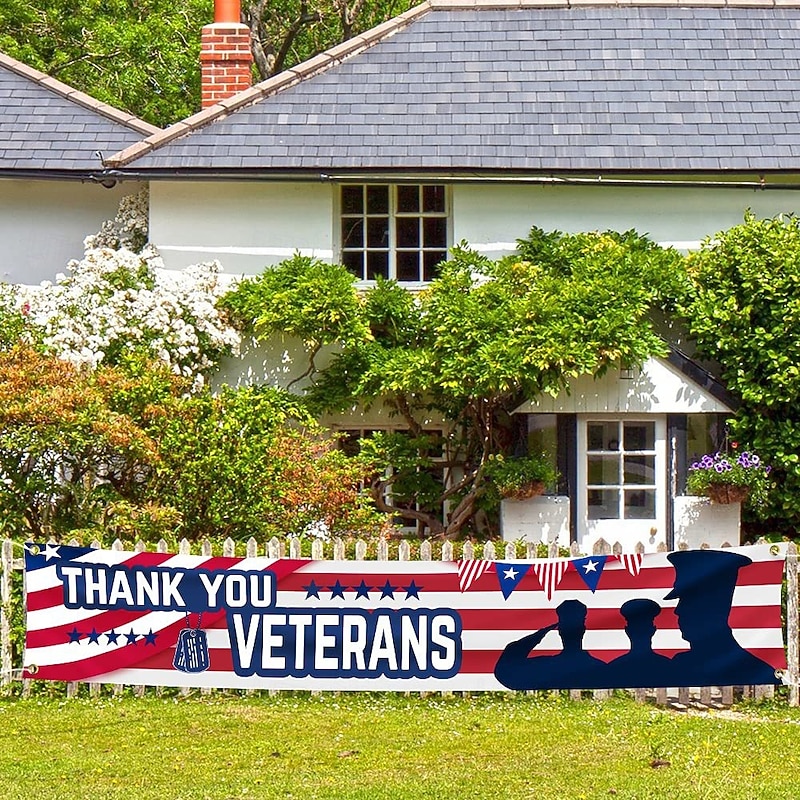 4th of July Veteran American Outdoor Yard Banner Sign Decorations Outdoor Umbrella Barbecue Party Supplies Holiday Decor Indoor House Gathering2