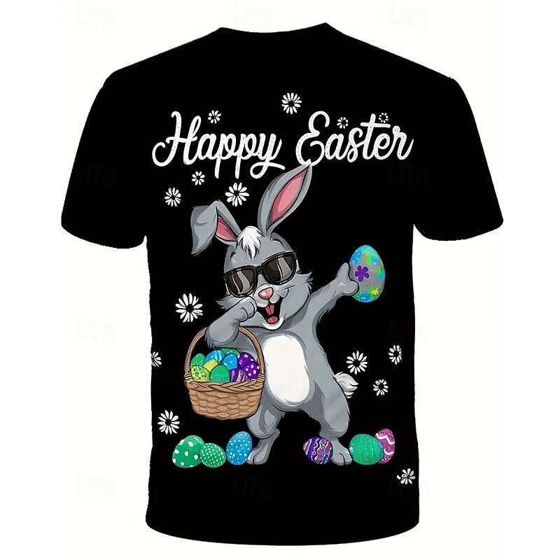 Boys 3D Rabbit T shirt Tee Short Sleeve Summer Spring Fashion Basic Kids 4-12 Years Crew Neck Outdoor Casual Daily Regular Fit4