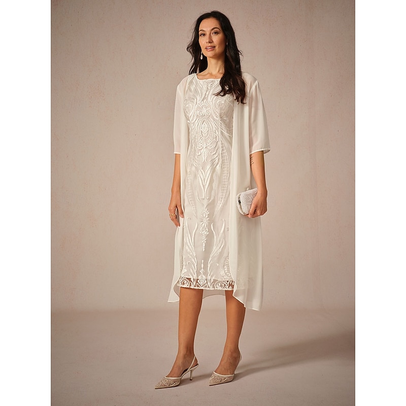 Women's Chiffon Cover-Up Jacket Solid Color Elegant Stylish Half Sleeve White Summer Spring