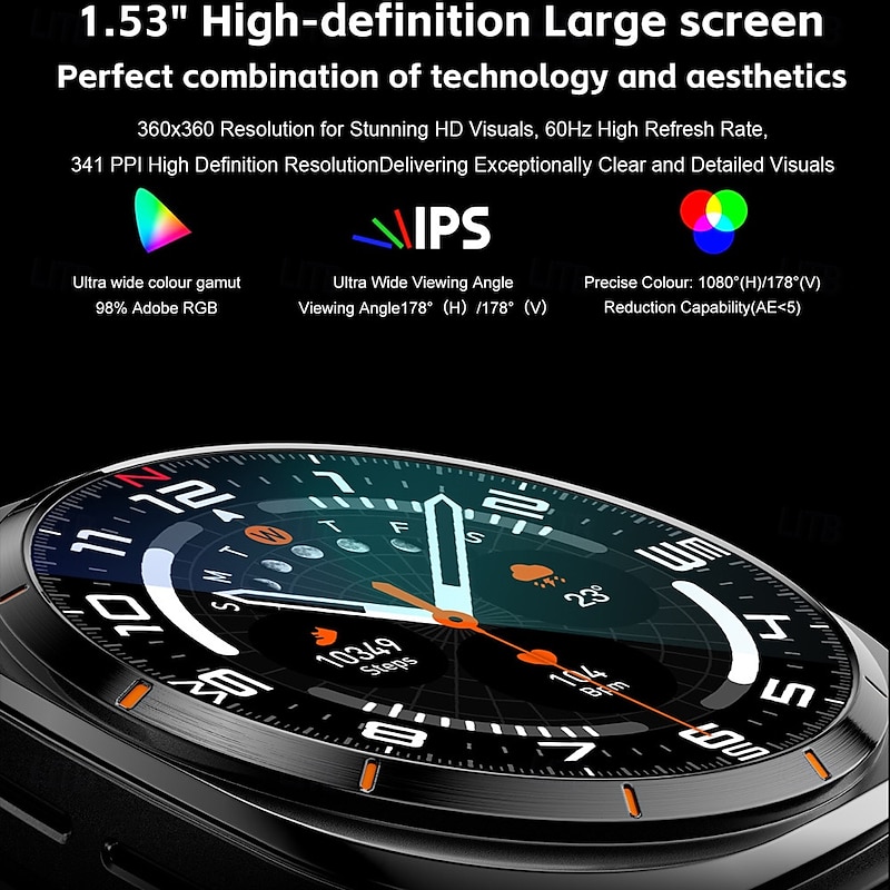 696 GT98 Smart Watch 1.53 inch Smartwatch Fitness Running Watch Bluetooth Pedometer Call Reminder Sleep Tracker Compatible with Android iOS Women Men Hands-Free Calls Message Reminder IPX-0 46mm3