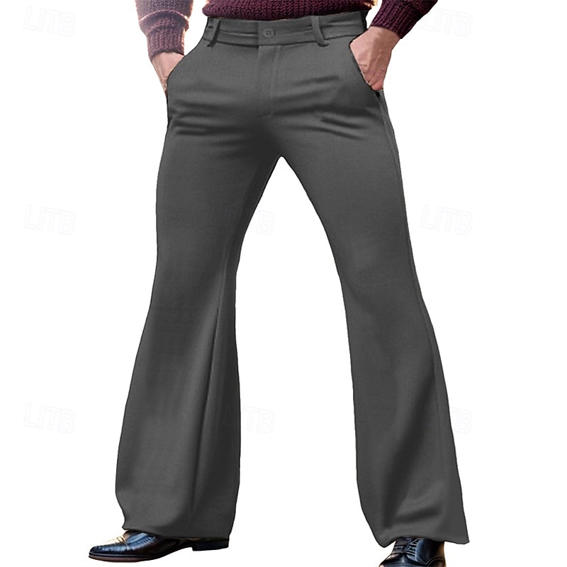 Retro Vintage 1970s Trousers Bell Bottom Pants Flared Trousers Hippie Disco Solid Color Fancy Dress Men's Halloween Carnival Party Dailywear Pride Parade Adults' Pants Spring & Summer3