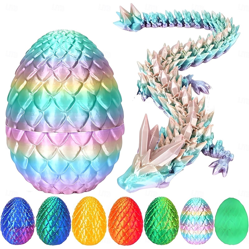 Easter 3D Printed Dragon Egg, Mystery Crystal Dragon Egg Fidget Toys Surprise, Easter Eggs Articulated Crystal Dragon Eggs with Dragon Inside 2025 - $