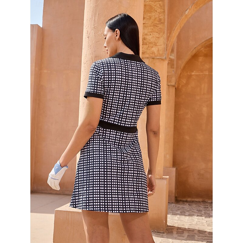 Women's Golf Dress Black Short Sleeve Ladies Golf Attire Clothes Outfits Wear Apparel2
