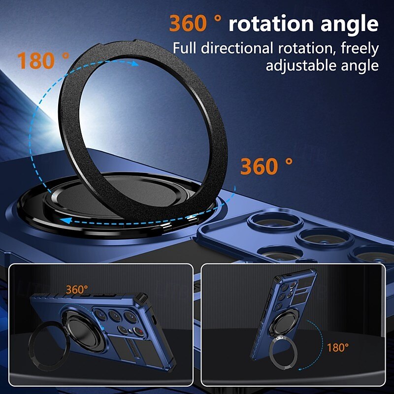 Phone Case For Samsung Galaxy S24 S24 FE S23 S22 S21 Ultra Plus Back Cover with Stand Holder Magnetic Shockproof Retro PC4