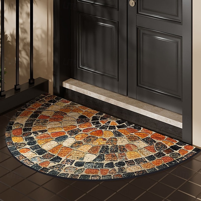 Cobblestone Semi-round Doormat Kitchen Mat Floor Mat Non-Slip Area Rug Oil Proof Rug Indoor Outdoor Mat Bedroom Decor Bathroom Mat Entrance Rug Spring Summer