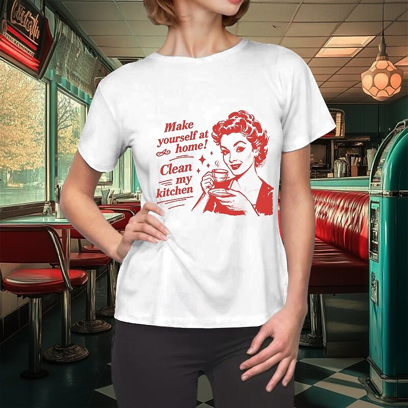 T-shirt Retro Poster Retro Girl Graphic For Women's Adults' Masquerade Hot Stamping Casual Daily2