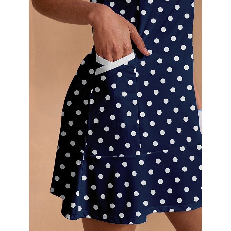 Women's Golf Dress Dark Blue Sleeveless Dress Ladies Golf Attire Clothes Outfits Wear Apparel4