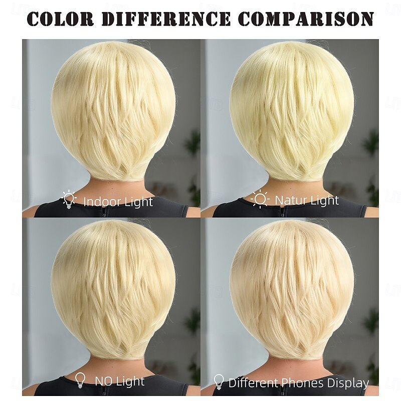 Synthetic Wig Straight Natural Straight Asymmetrical Neat Bang Machine Made Wig 10 inch A1 Synthetic Hair Women's Cool Classic Highlighted / Balayage Hair Blonde3