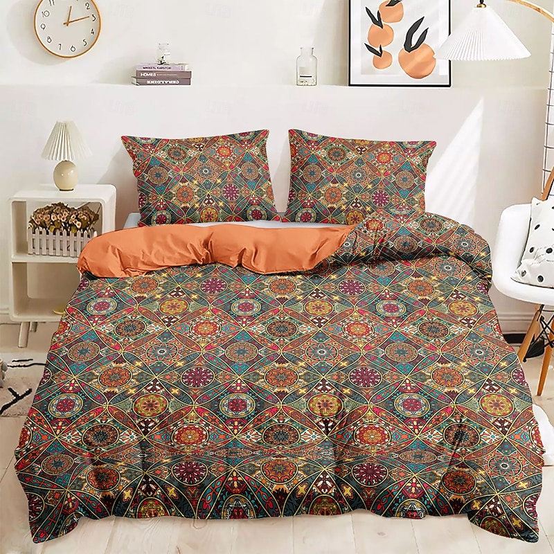 Mandala Bohemian Duvet Cover Full Size Bedding Set Cotton Bed Sets Quilt Cover Soft Lightweight Comforter Cover with 2 Pillowcases for Summer Spring Vintage Ethnic4